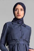 Tesettür giyim LACİVERT KEMER DETAYLI TRENÇKOT 1241 