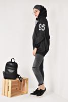 Vêtements hijab NOIR IMPERMÉABLE ZIPPÉ À CAPUCHE 1403 