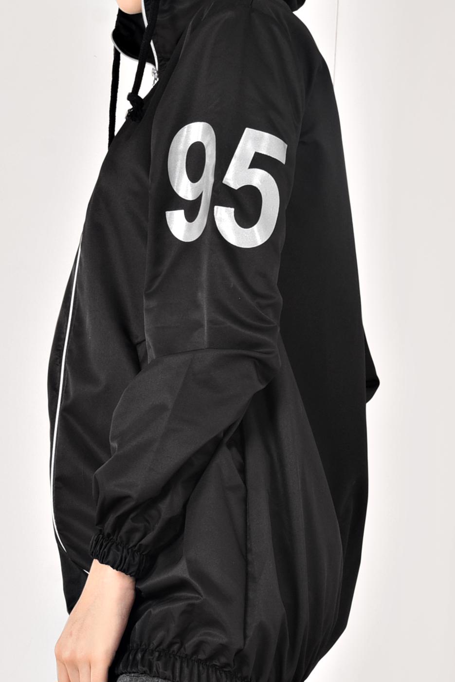 Vêtements hijab NOIR IMPERMÉABLE ZIPPÉ À CAPUCHE 1403 