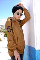 Vêtements hijab ORANGE IMPERMÉABLE ZIPPÉ À CAPUCHE 1403 