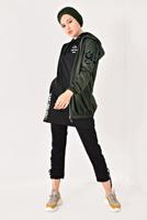 Hijab clothing KHAKI ZIPPED HOODED RAINCOAT 1403 