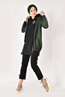 Vêtements hijab KAKI IMPERMÉABLE ZIPPÉ À CAPUCHE 1403 