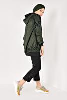 Hijab clothing KHAKI ZIPPED HOODED RAINCOAT 1403 