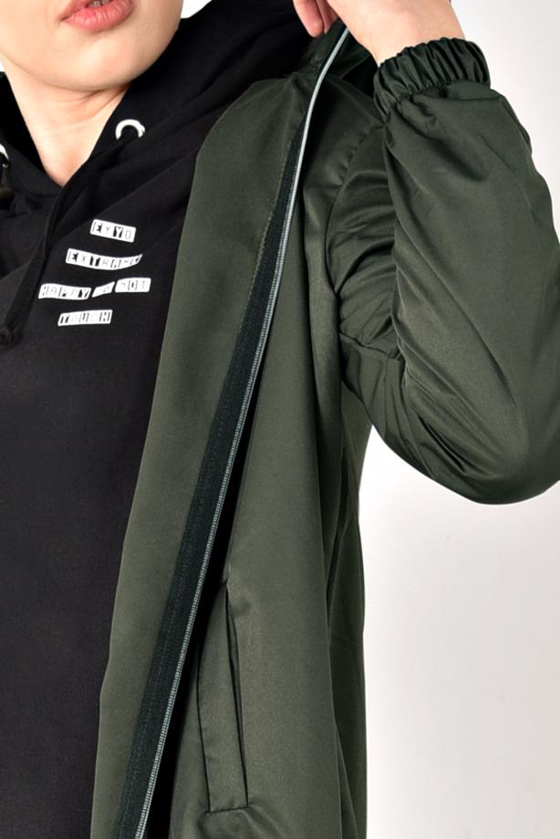 Tesettür giyim  BOYDAN FERMUARLI KAPÜŞONLU YAĞMURLUK 1403 - TRENDTESETTÜR