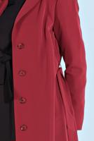 Tesettür giyim KIRMIZI KUŞAKLI DÜĞMELİ TRENÇKOT 1404