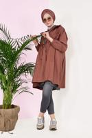 Vêtements hijab BRUN TRENCH-COAT À VOLUME À CAPUCHE 1982