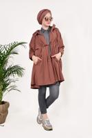Vêtements hijab BRUN TRENCH-COAT À VOLUME À CAPUCHE 1982