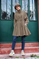 Hijab clothing BROWN VOLUMINOUS HOODED TRENCH-COAT 1982 