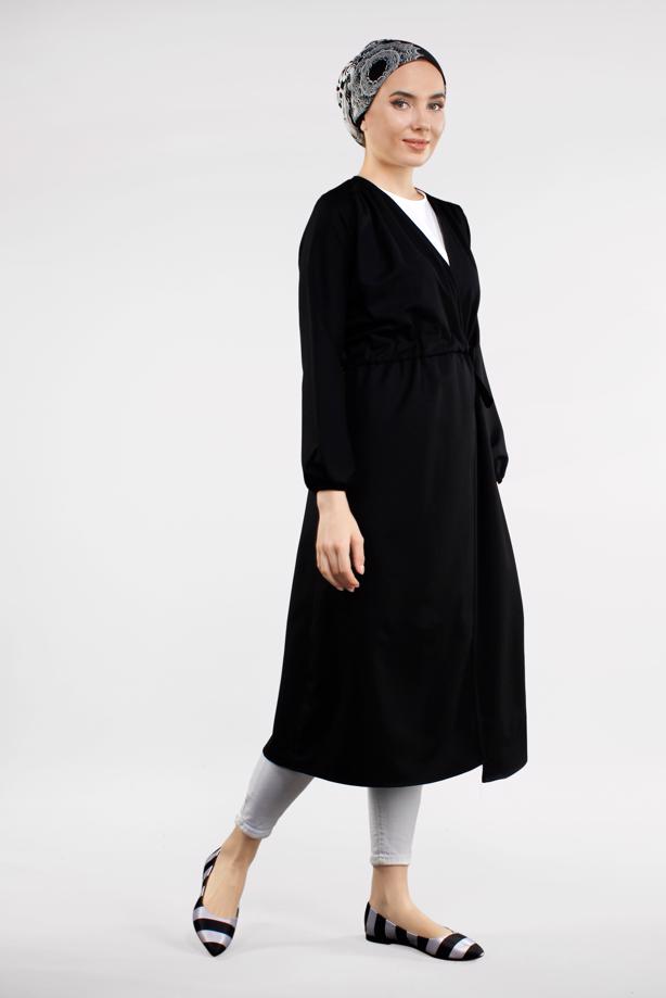 Hijab clothing  Shirred Waist Trench Coat T 2912  - TRENDTESETTÜR