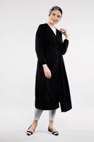 Hijab clothing BLACK Shirred Waist Trench Coat T 2912 