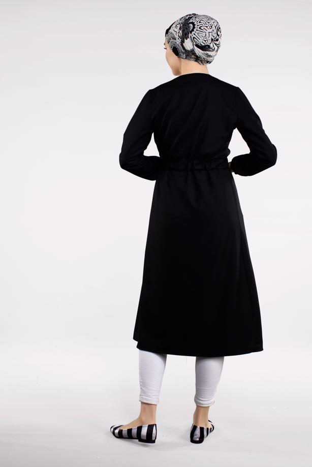 Hijab clothing  Shirred Waist Trench Coat T 2912  - TRENDTESETTÜR