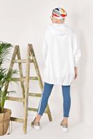 Hijab clothing WHITE BUTTON TRIMMED HOODED RAINCOAT 4203