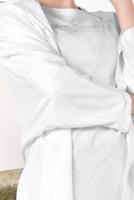 Hijab clothing WHITE BUTTON TRIMMED HOODED RAINCOAT 4203