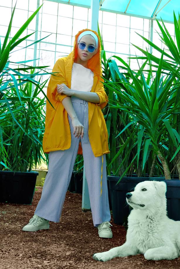 Vêtements hijab  BUTTON TRIMMED HOODED RAINCOAT 4203 - TRENDTESETTÜR