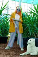 Vêtements hijab JAUNE IMPERMÉABLE À BOUTONNÉ 4203 