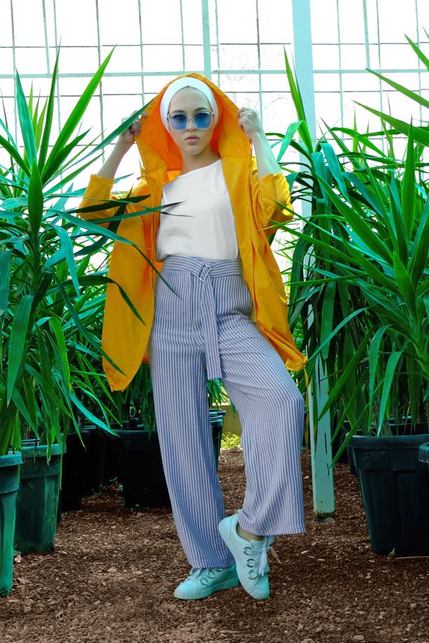 Vêtements hijab  BUTTON TRIMMED HOODED RAINCOAT 4203 - TRENDTESETTÜR