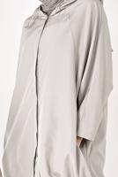 Hijab clothing BEIGE BUTTON TRIMMED HOODED RAINCOAT 4203