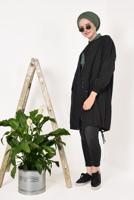 Vêtements hijab NOIR TRENCH-COAT TAILLE-NOUÉE 5882