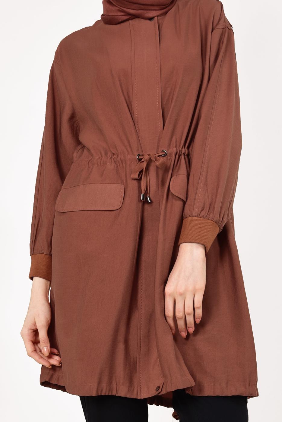 Vêtements hijab BRUN TRENCH-COAT TAILLE-NOUÉE 5882