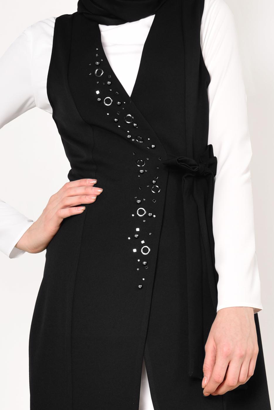 Vêtements hijab NOIR GILET BRODÉ 175610 