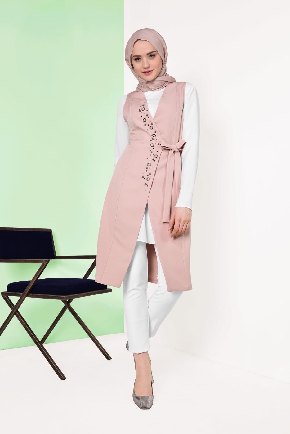 Vêtements hijab POUDRE GILET BRODÉ 175610 