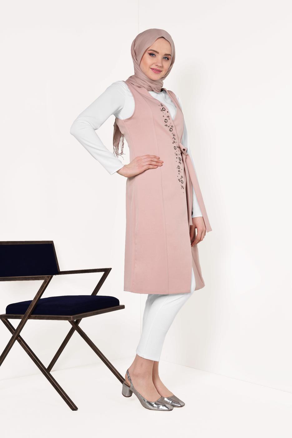 Vêtements hijab POUDRE GILET BRODÉ 175610 