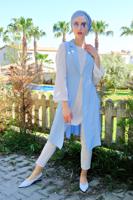 Vêtements hijab BLEU GILET NOUÉE 865610 