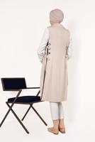 Vêtements hijab BEIGE GILET NOUÉE 865610 