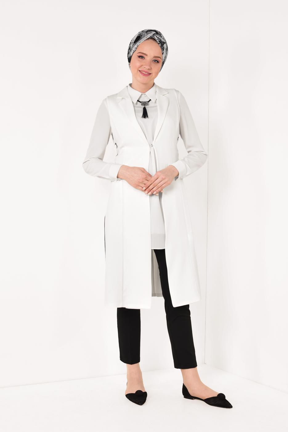 Vêtements hijab ÉCRU GILET NOUÉE 865610 