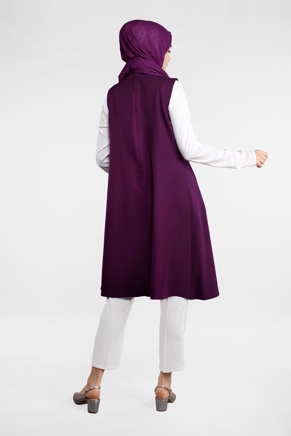 Tesettür giyim MOR TAŞLI VE BONCUKLU YELEK 32181