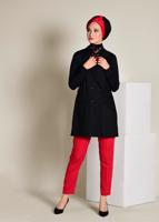 Tesettür giyim SİYAH YANLARI ŞERİTLİ KRUVAZE YELEK 4297