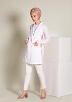 Tesettür giyim BEYAZ YANLARI ŞERİTLİ KRUVAZE YELEK 4297