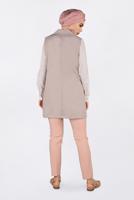 Tesettür giyim EKRU YANLARI ŞERİTLİ KRUVAZE YELEK 4297