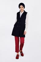 Tesettür giyim LACİVERT YANLARI ŞERİTLİ KRUVAZE YELEK 4297