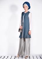 Tesettür giyim LACİVERT  ETEK UCU İNCİLİ VE VOLANLI YELEK 4331