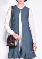 Tesettür giyim LACİVERT  ETEK UCU İNCİLİ VE VOLANLI YELEK 4331