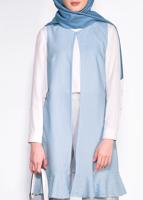 Tesettür giyim MAVİ  ETEK UCU İNCİLİ VE VOLANLI YELEK 4331