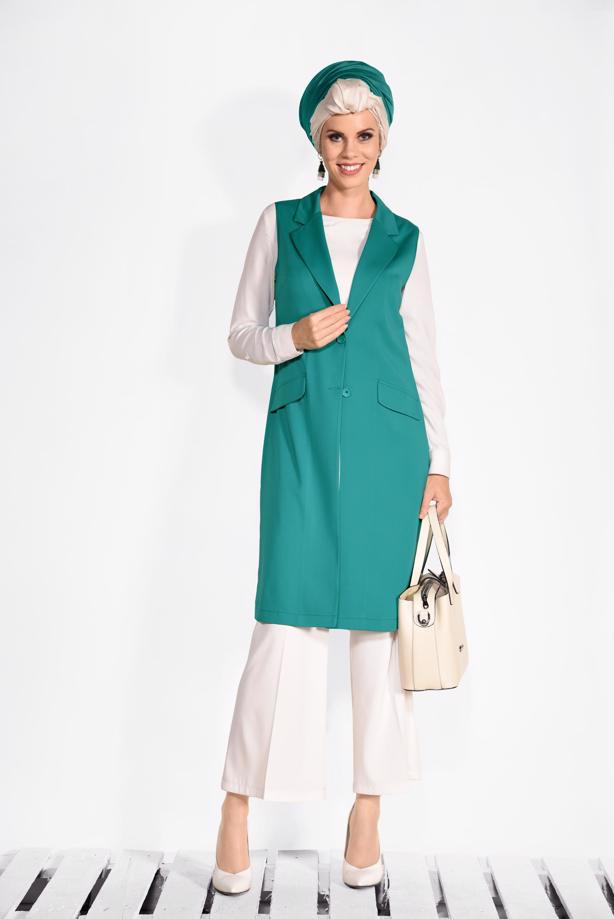 Vêtements hijab BLEU GILET À BOUTONNÉ 4332  - TRENDTESETTÜR