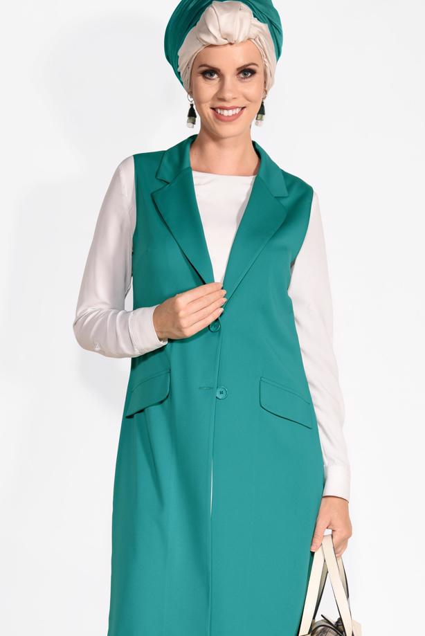 Vêtements hijab BLEU GILET À BOUTONNÉ 4332  - TRENDTESETTÜR
