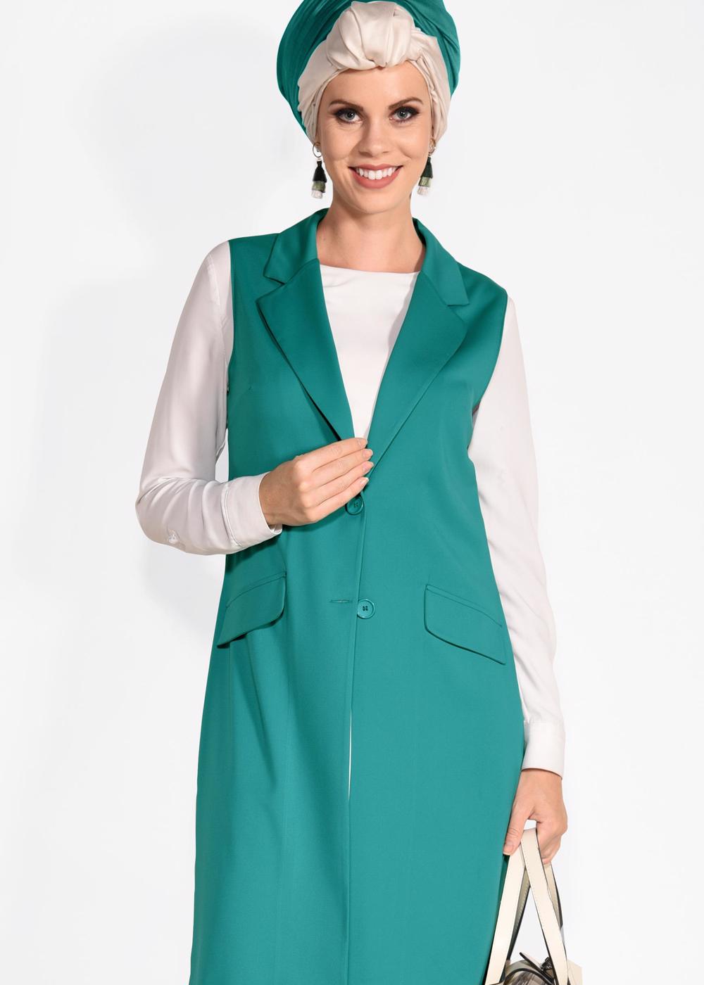 Vêtements hijab BLEU GILET À BOUTONNÉ 4332 