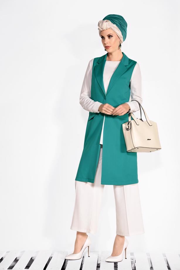 Vêtements hijab BLEU GILET À BOUTONNÉ 4332  - TRENDTESETTÜR