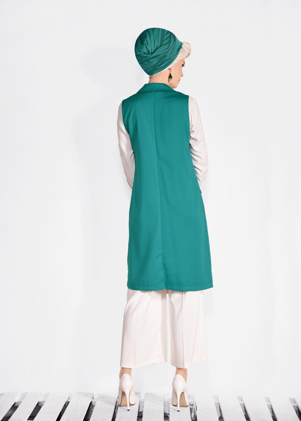 Vêtements hijab BLEU GILET À BOUTONNÉ 4332 