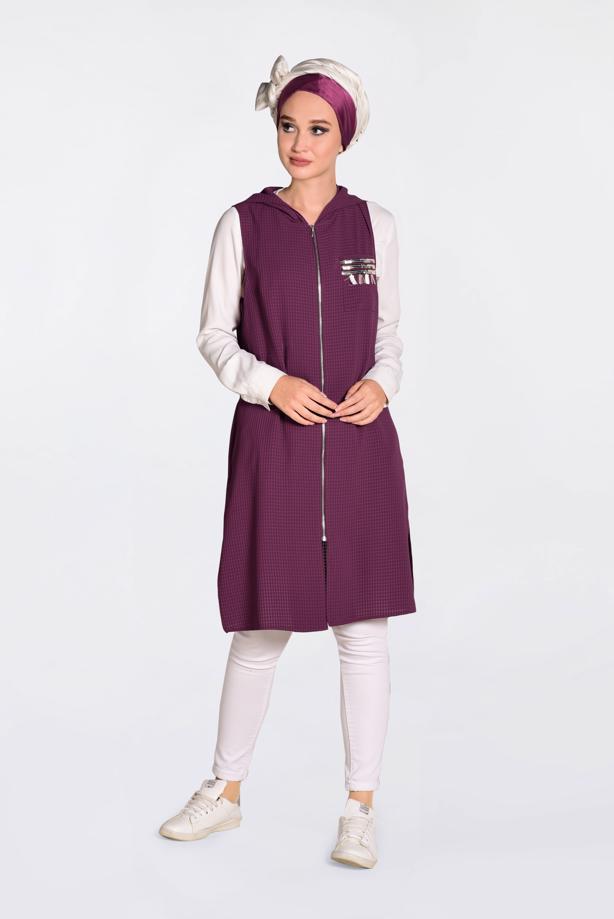 Vêtements hijab PRUNE GILET À FRANGES À CAPUCHE 4388  - TRENDTESETTÜR
