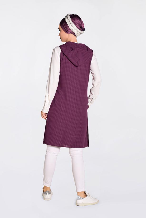 Vêtements hijab PRUNE GILET À FRANGES À CAPUCHE 4388  - TRENDTESETTÜR