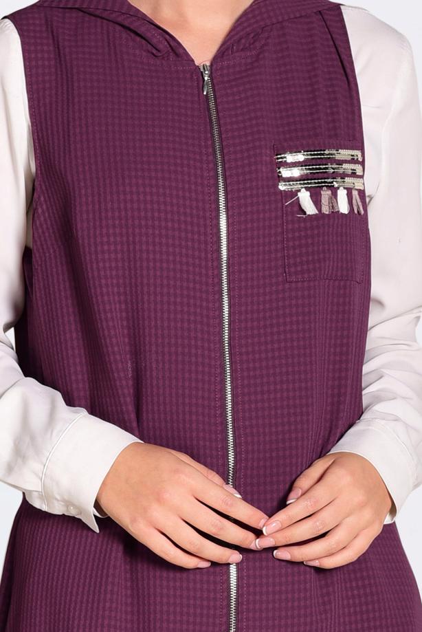 Vêtements hijab PRUNE GILET À FRANGES À CAPUCHE 4388  - TRENDTESETTÜR