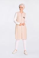 Vêtements hijab POUDRE GILET À FRANGES À CAPUCHE 4388 