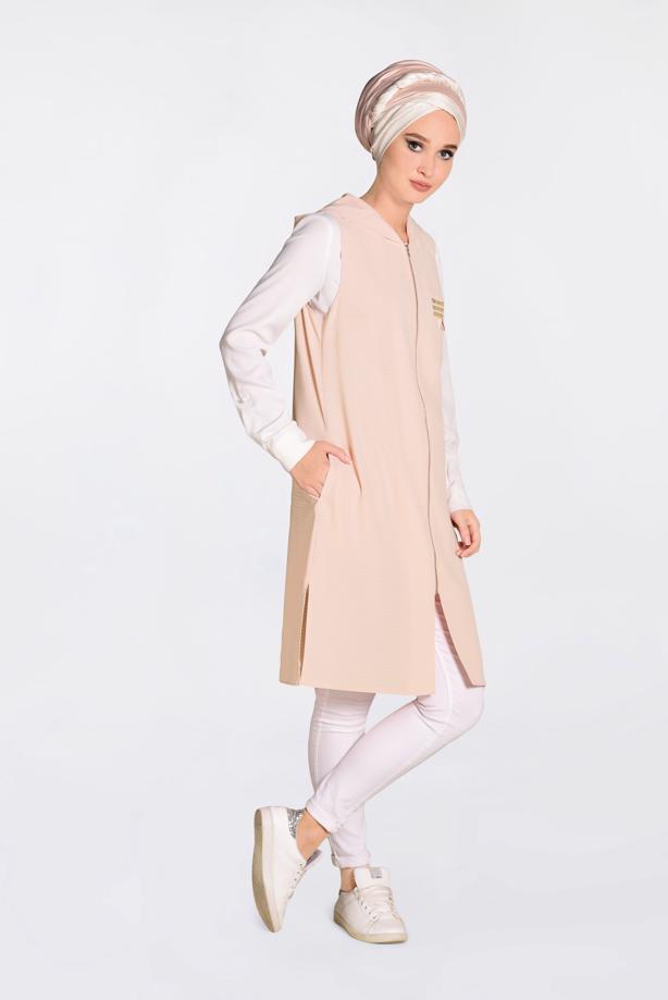 Vêtements hijab POUDRE GILET À FRANGES À CAPUCHE 4388  - TRENDTESETTÜR