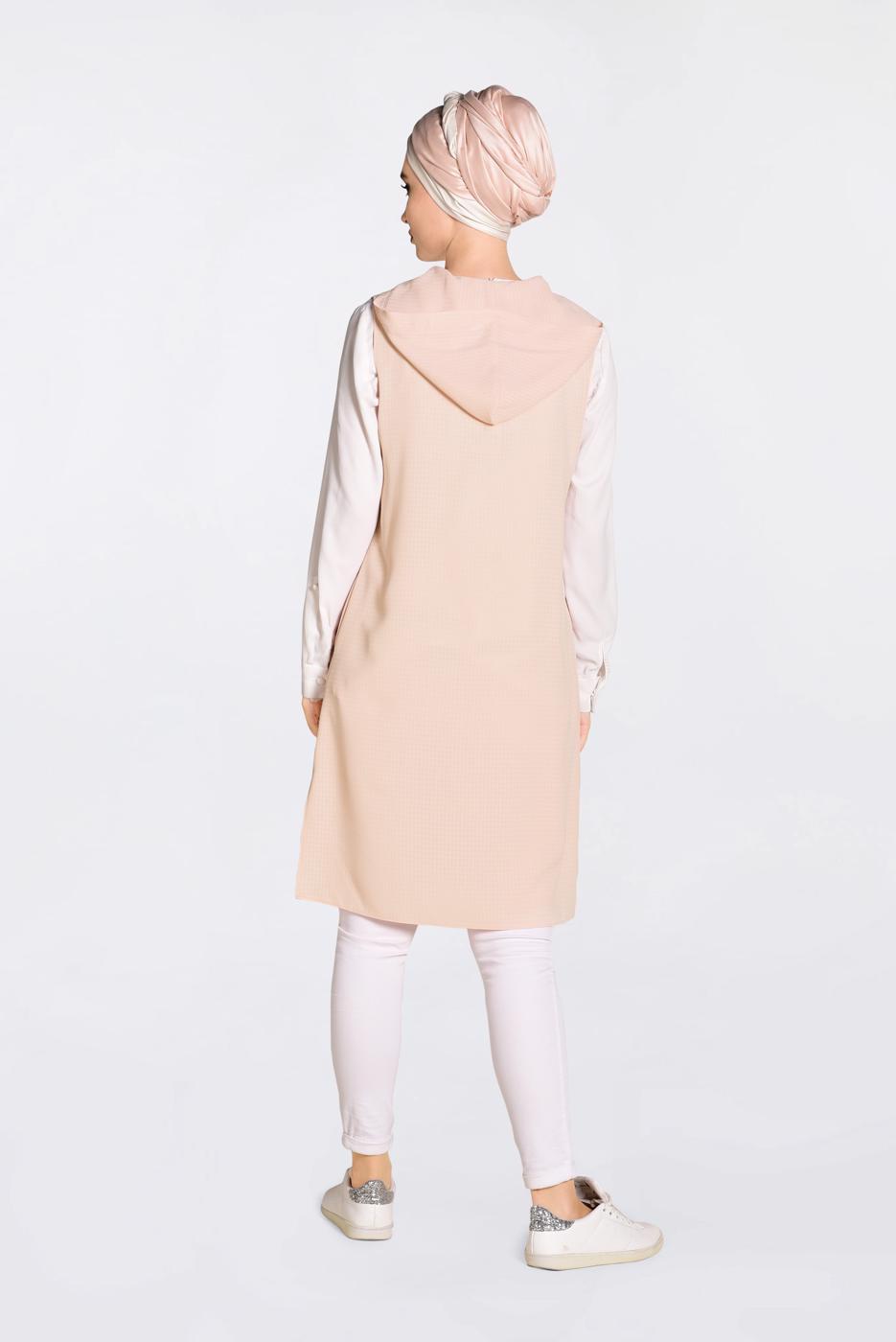 Vêtements hijab POUDRE GILET À FRANGES À CAPUCHE 4388 