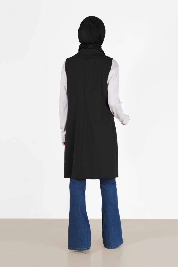 Tesettür giyim  KLASİK YAKA DÜĞMELİ YELEK 4389	 - TRENDTESETTÜR