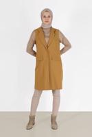 Tesettür giyim TURUNCU KLASİK YAKA DÜĞMELİ YELEK 4389	